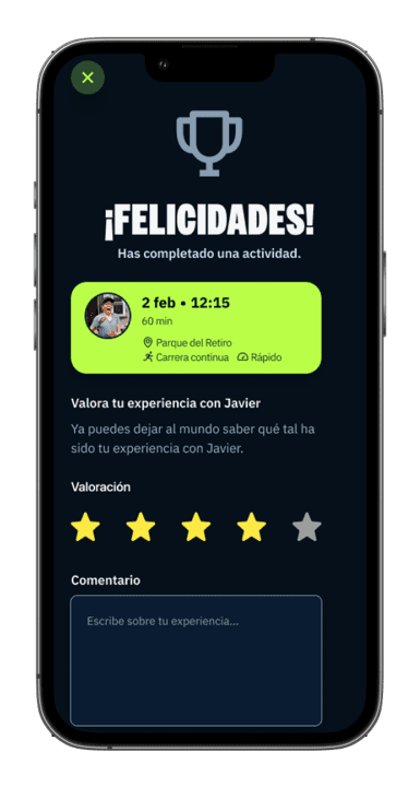 valora buddy en la app de Buddy Pacer