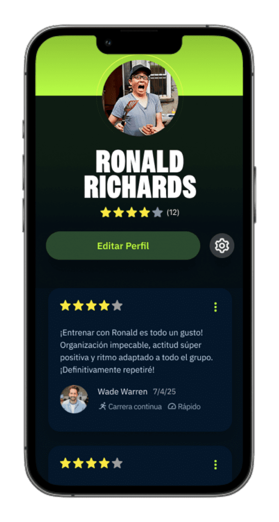 perfil usuario. App Buddy Pacer