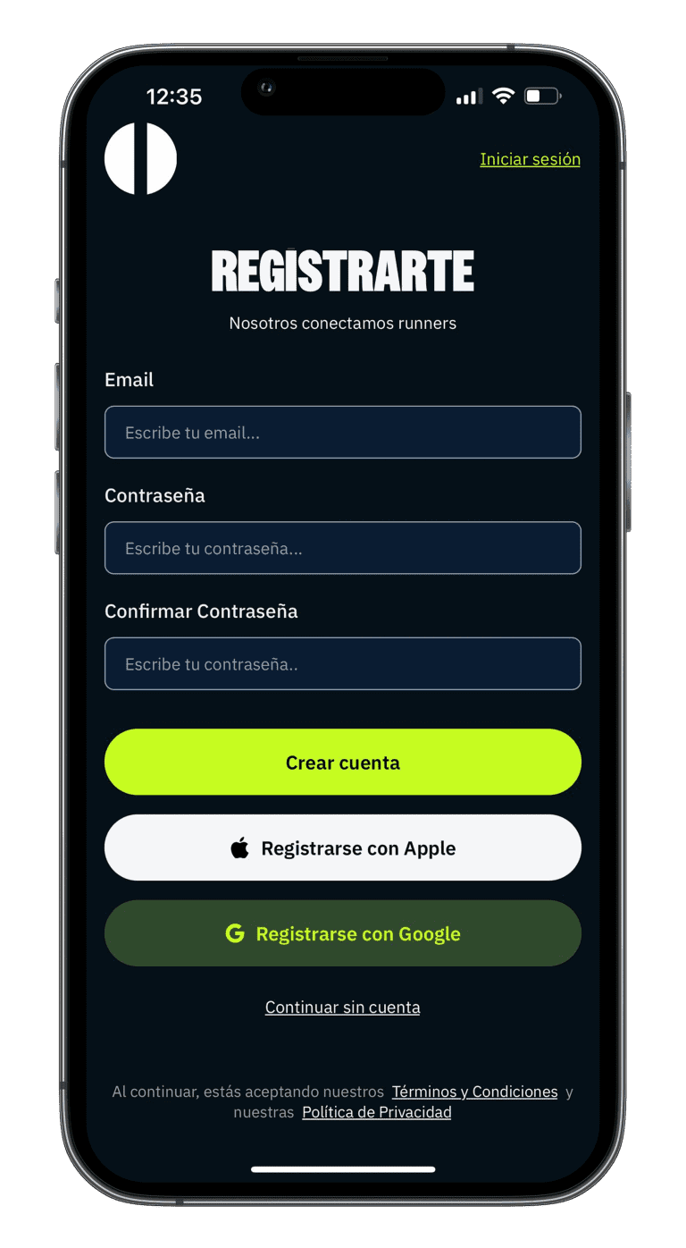 pantalla Buddy Pacer registro