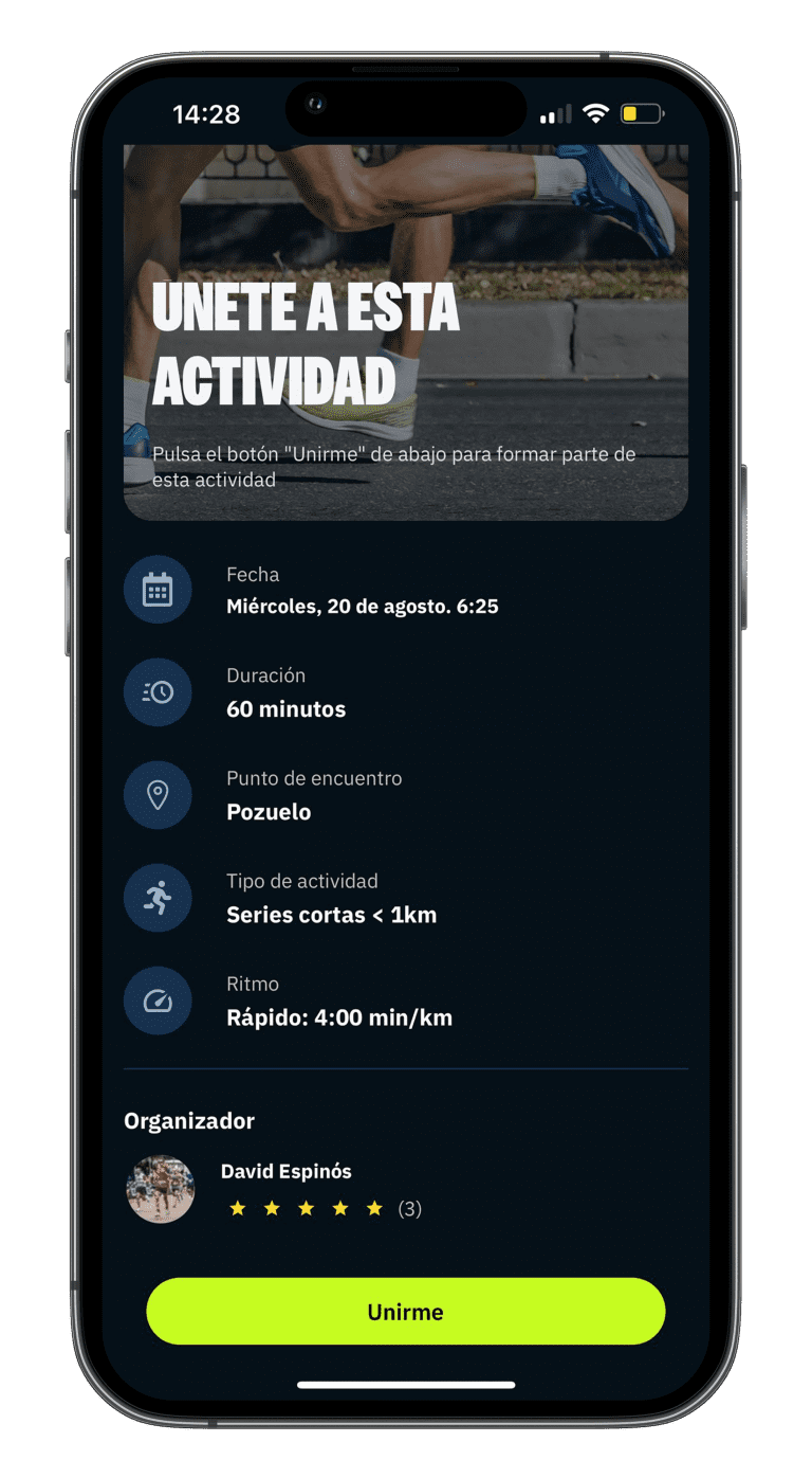 pantalla buddy Pacer, únete a la actividad