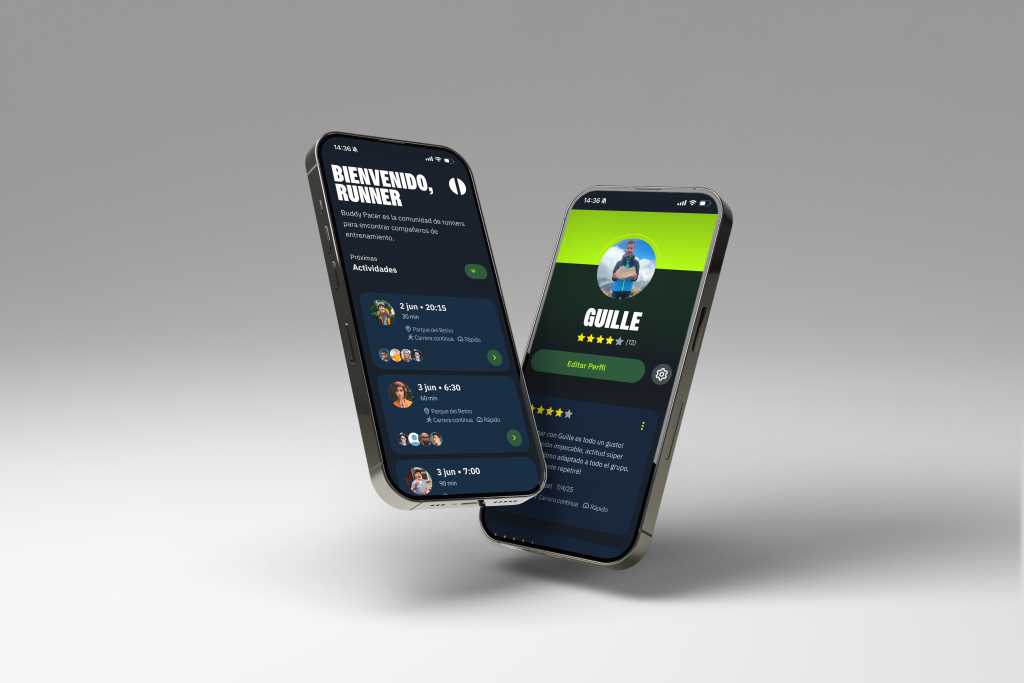 dos iphones mostrando app Buddy Pacer